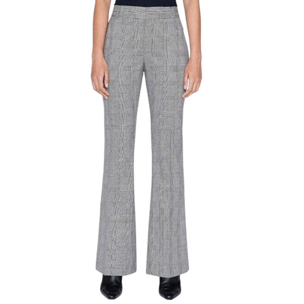 Frame Womens Pants Size 6 Le Mini Black White Check Plaid Trouser New
